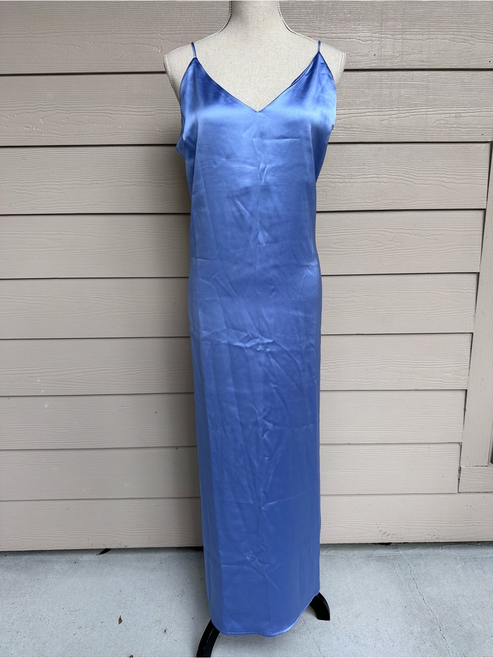 Marine Layer Women's Gabrielle Slip Maxi Satin Dress Periwinkle Size Large (A7) - Picture 5 of 10